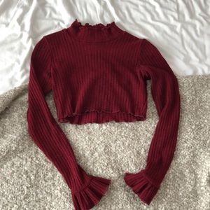 Cropped burgandy turtleneck
